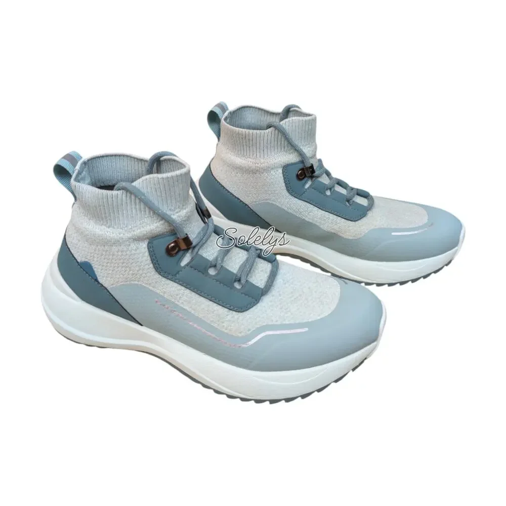 Vessi Stormburst High Top Womens 8 Light Dew Stream Waterproof Knit Sneaker Boot